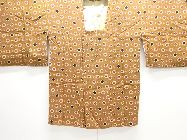 JAPANESE KIMONO / ANTIQUE MICHIYUKI COAT / SILK / MON KINSHA / ABSTRACT FLOWER